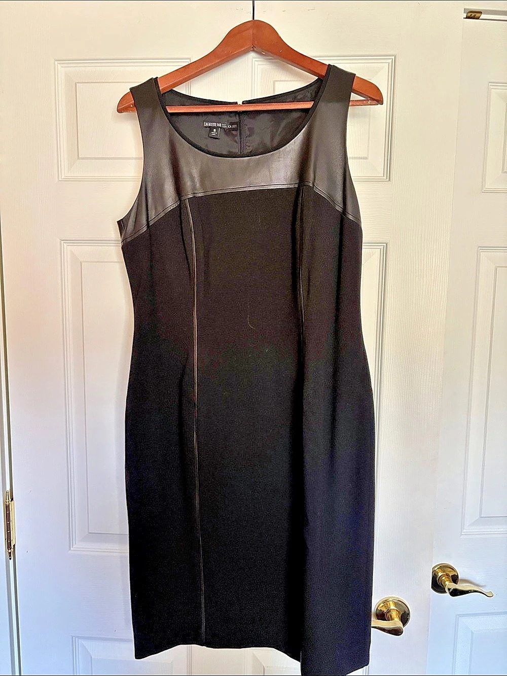 Lafayette 148 Leather Panel sleeveless Dress Size 10 Like New